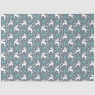 Winter Unicorns Dunkles graues Muster Seidenpapier