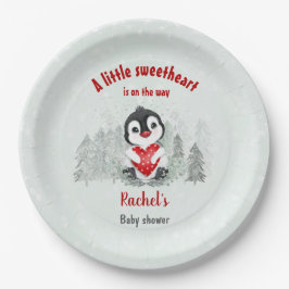 Winter Valentines Pinguin Boy Baby Dusche Pappteller