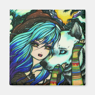 Winter Vampire Wolf Snow Girl Kunst, Dichtung und  Magnet