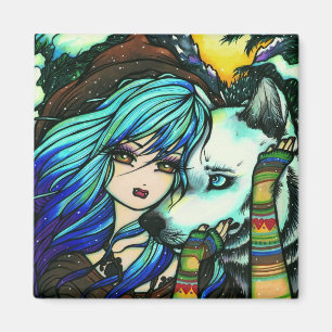 Winter-Vampirs-Wolf-Schnee-Mädchen-Kunst durch Magnet
