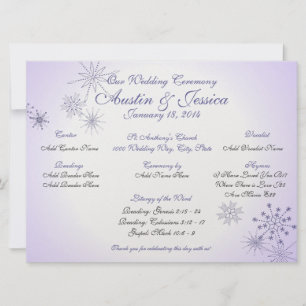 Winter-Veilchen-Schneeflocken-Hochzeitsprogramm Einladung