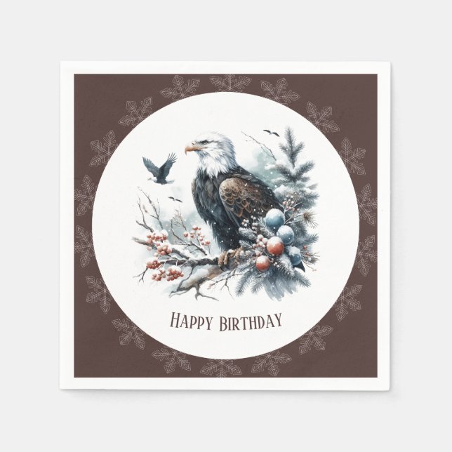 Winter Vibes Bald Eagle - Geburtstag Serviette (Vorderseite)