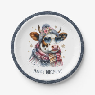 Winter Vibes Cow - Geburtstag Pappteller