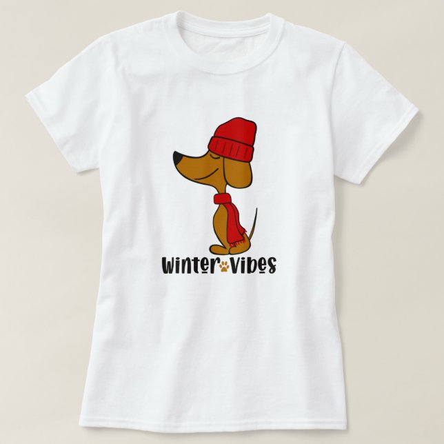 Winter Vibes Dackel T - Shirt (Design vorne)