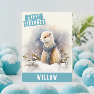 Winter vibes Ermine Birthday Card Feiertagskarte