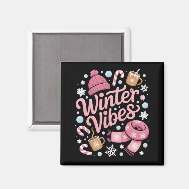 Winter Vibes Season Cold Weather Hello Winter Magnet (Vorderseite/Rückseite)