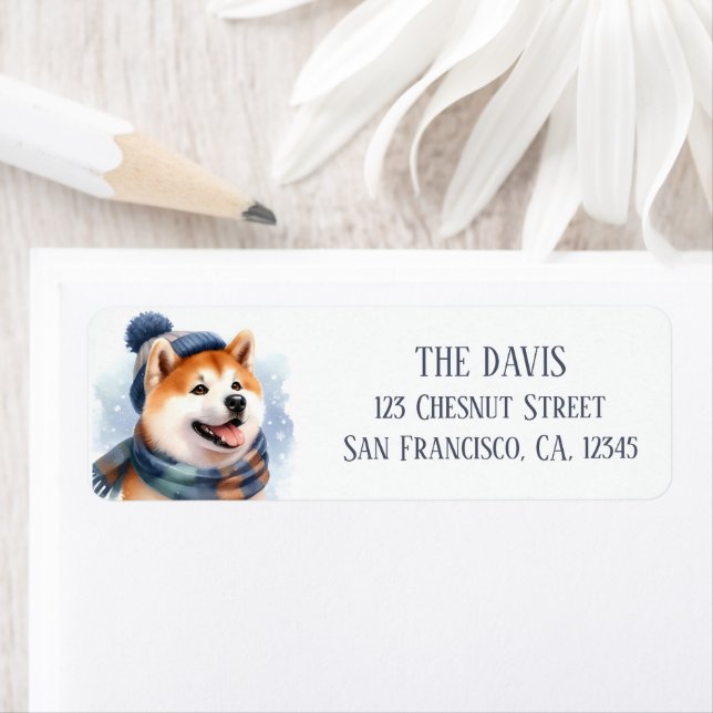Winter Vibes Watercolor Akita Inu - (Insitu)