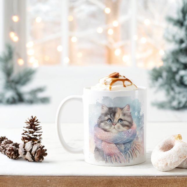 Winter Vibes Watercolor Cat - Kaffeetasse (Von Creator hochgeladen)