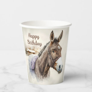 Winter vibes Watercolor Donkey - Geburtstagsparty Pappbecher