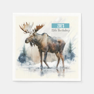 Winter Vibes Watercolor Elche - Geburtstagsparty - Serviette
