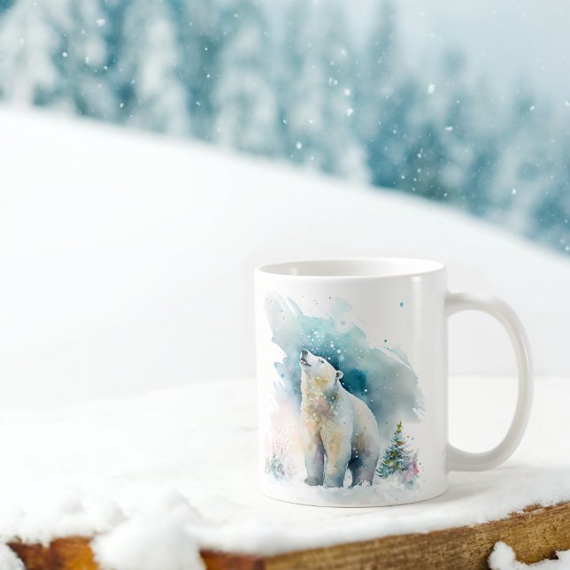 Winter Vibes Watercolor Polar Bear Kaffeetasse (Von Creator hochgeladen)
