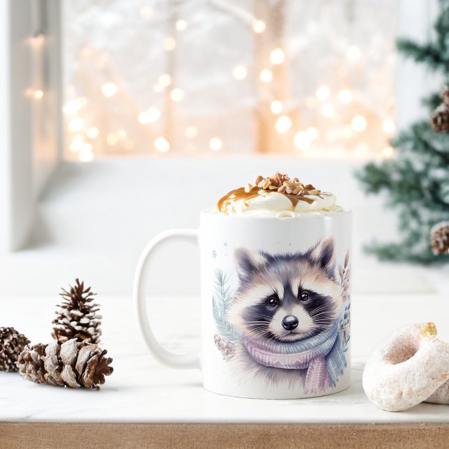 Winter Vibes Watercolor Raccoon - Kaffeetasse (Von Creator hochgeladen)