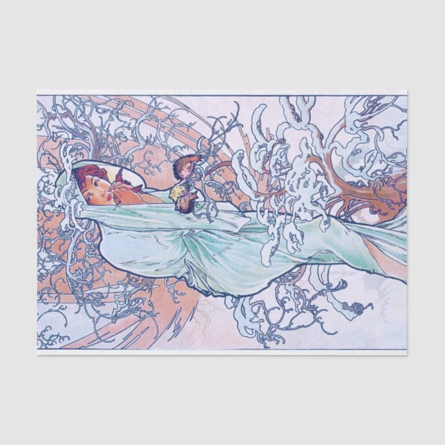 Winter (vier Jahreszeiten), Alphonse Mucha Seidenpapier (Vorderseite)
