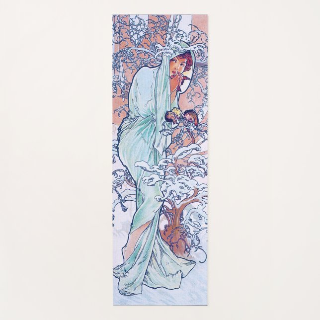 Winter (vier Jahreszeiten), Alphonse Mucha Yogamatte (Vorderseite)