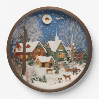 "Winter Village 3D Wall Art" Pappteller