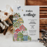 Winter village Baby Shower snowy Einladung<br><div class="desc">Snowy Baby Shower Einladungen mit einem bunten Weihnachtsdorf. Personalisiert mit Ihrem Namen und Veranstaltungsdatum.</div>