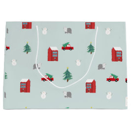 Winter Village Gift Bag - Holiday Gift Idea Große Geschenktüte