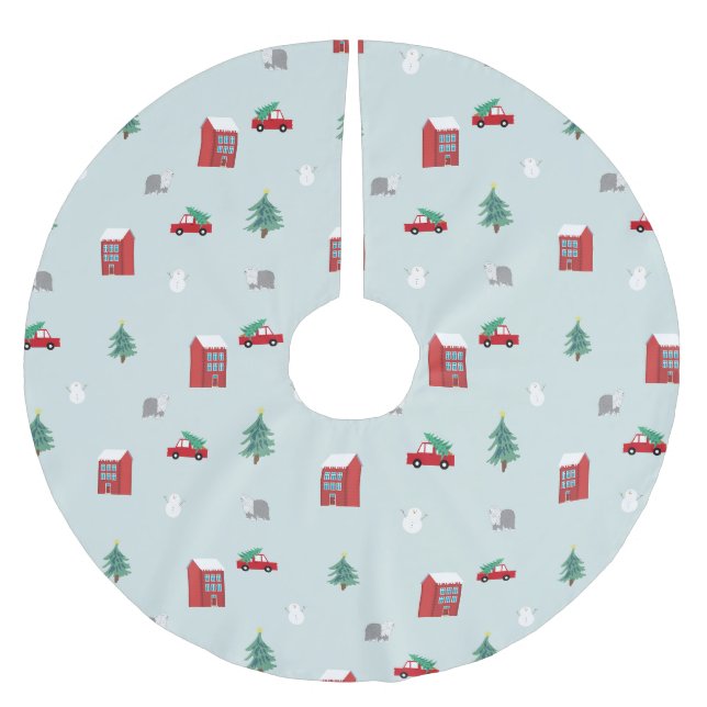 Winter Village Polyester Weihnachtsbaumdecke (Vorderseite)