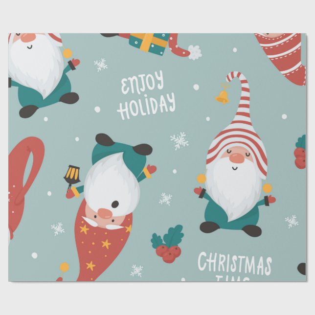 Winter Village Szene frohe Weihnachten, Neues Jahr Geschenkpapier (Flach)