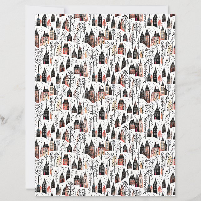 Winter villages pattern christmas craft paper (Vorderseite)