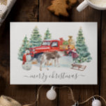 Winter Vintag LKW Rentiermädchen Handgeschrieben Postkarte<br><div class="desc">Dieses Design kann in dem Bereich personalisiert werden, der durch das Ändern des Fotos und/oder Textes zur Verfügung gestellt wird. Sie können auch angepasst werden, indem Sie auf Vorlage personalisieren klicken und dann auf die Schaltfläche klicken, um weitere Optionen anzupassen, um die Hintergrundfarbe zu löschen oder zu ändern, Text hinzuzufügen,...</div>