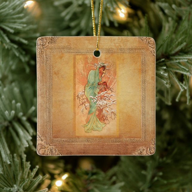 Winter von Alphonse Mucha Keramikornament (Baum)