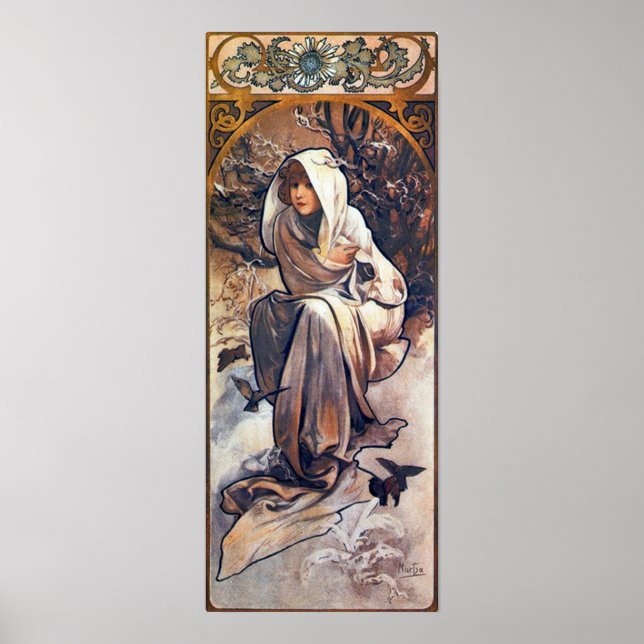 Winter von Alphonse Mucha Poster (Vorne)