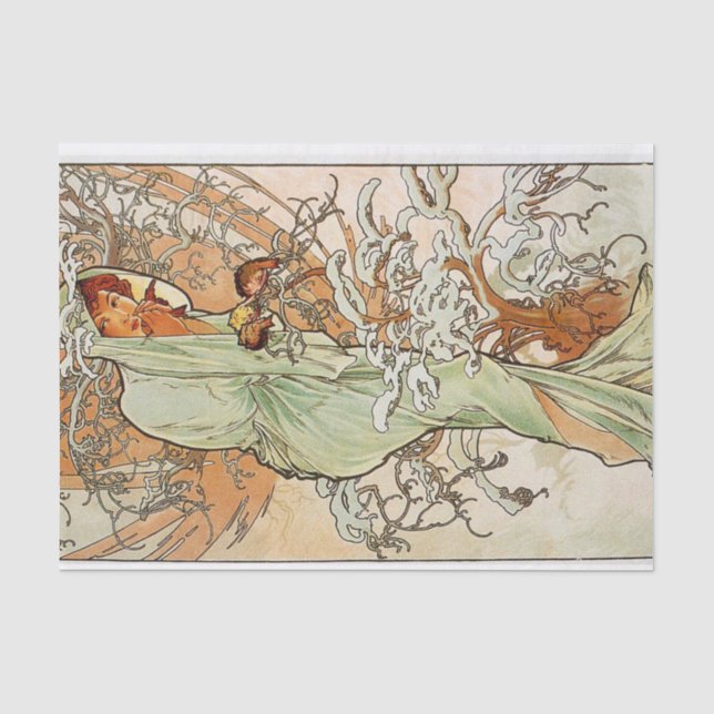 Winter von Alphonse Mucha Seidenpapier (Vorderseite)