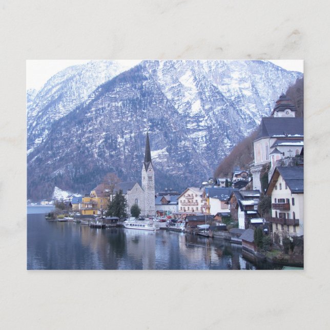 WINTER VON HALLSTATT ÖSTERREICH Postkarte (Vorderseite)