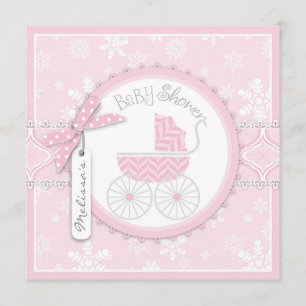 Winter-Wagen-und Schneeflocke-Druck-Babyparty Einladung