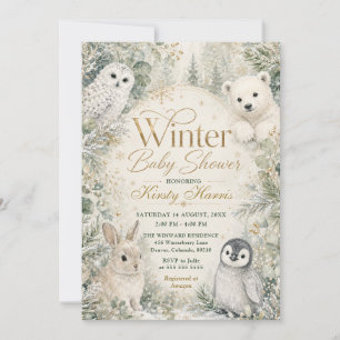 Winter-Wald-Baby-Party Einladung
