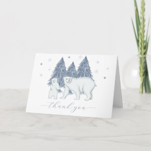 Winter-Wald-Forst-Eisbär-Baby-Party Dankeskarte