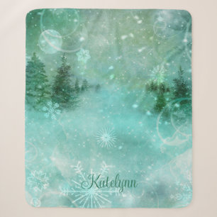 Winter-Wald-Forst-Schneeflocke Personalisiert Sherpadecke