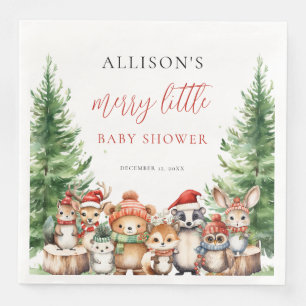 Winter-Wald fröhliche kleine Weihnachts-Baby-Party Serviette