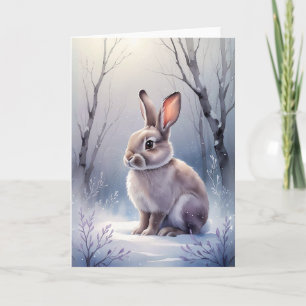 Winter-Wald-Hase Schnee-Wald-Leere Grußkarte Karte