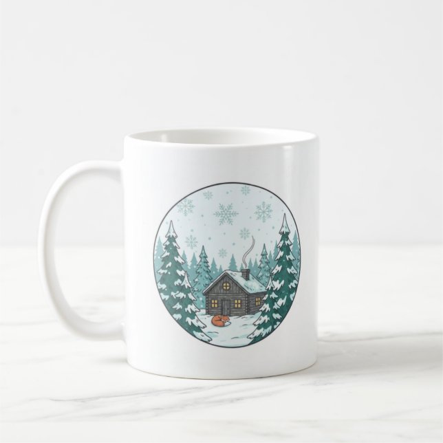 Winter-Wald-Keramikbecher (330ml) Kaffeetasse (Links)