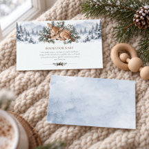 Winter-Wald-Kiefer-Rehkitz-Bücher-für-Baby-Karte