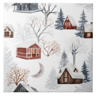Winter-Wald-Muster Fliese