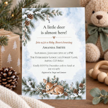 Winter-Wald-Schneekiefer-Rehkitz-Baby-Party