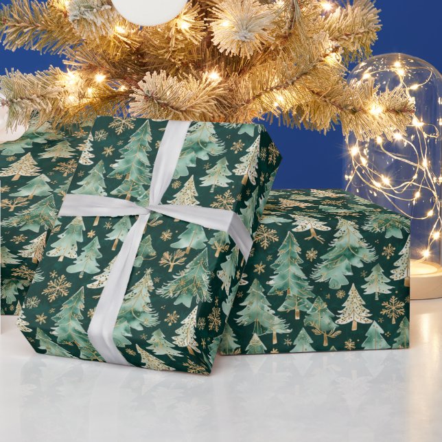 Winter-Wald-Verpackungspapier auf dunklem Hintergr Geschenkpapier (Feiertage)