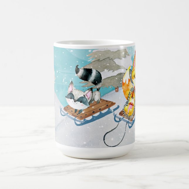 Winter-Waldfreunde - Fox Igel Illustration Kaffeetasse (Mittel)