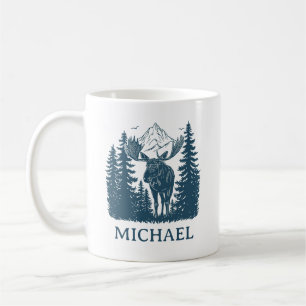 Winter Waldlandschaft Elch Personalisiert   Kaffeetasse