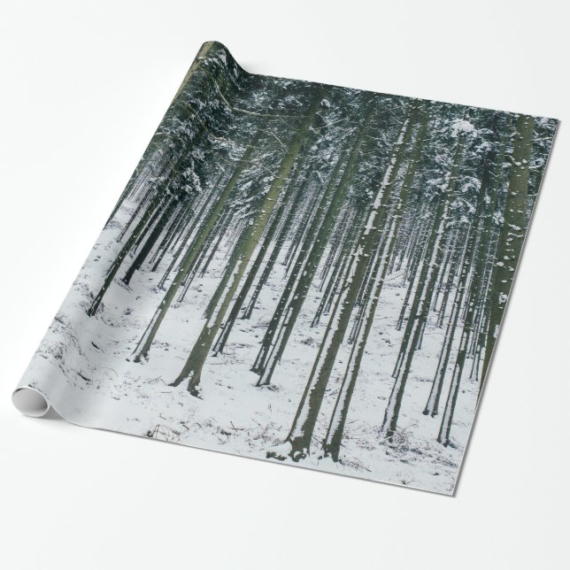 Winter-Waldlandschaftsschnee bedeckte Bäume Geschenkpapier (Ungerollt)