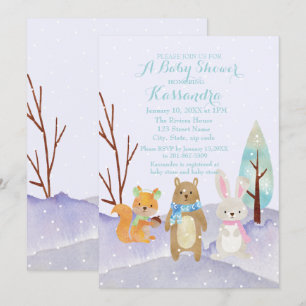 Winter-Waldtier-Babyparty-Einladung Einladung