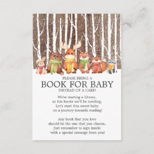 Winter-Waldtier-rustikales Buch für Baby Einladung