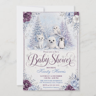 Winter-Waldtiere-Baby-Party Einladung