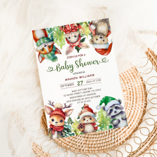 Winter-Waldtiere-Baby-Shower Einladung