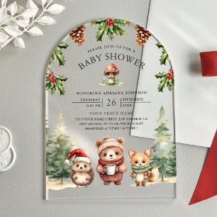 Winter-Waldtiere-Christmas-Torbogen-Baby-Party Acryleinladungen