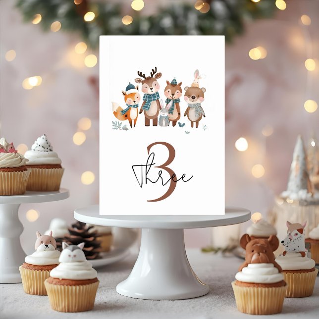 Winter-Waldtiere Geburtstag  Tischnummer (Von Creator hochgeladen)