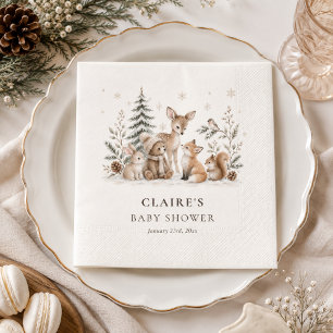 Winter-Waldtiere Geschlechtsneutrale Babyparty Serviette